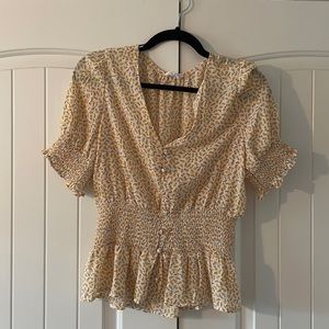 Sienna Sky size M cropped blouse with yellow flowers